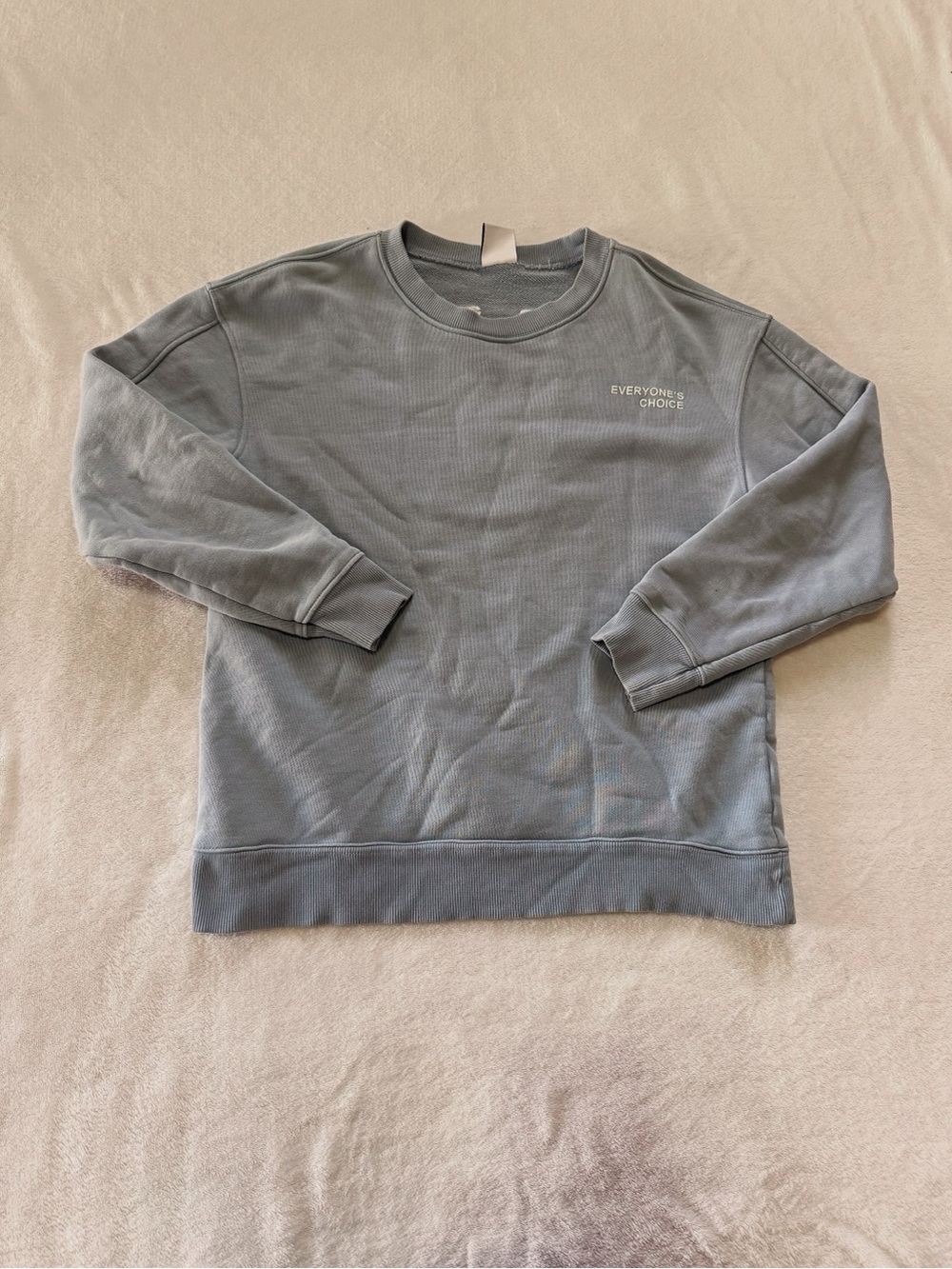 Zara Men's Light Blue Crewneck Sweater with Chest Text